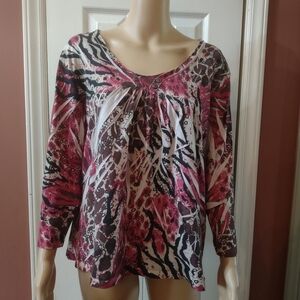 Jane Ashley casual lifestyle women's size xl long sleeve shirt top blouse